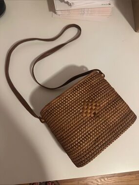 Zara Brown Wicker Crossbody Bag